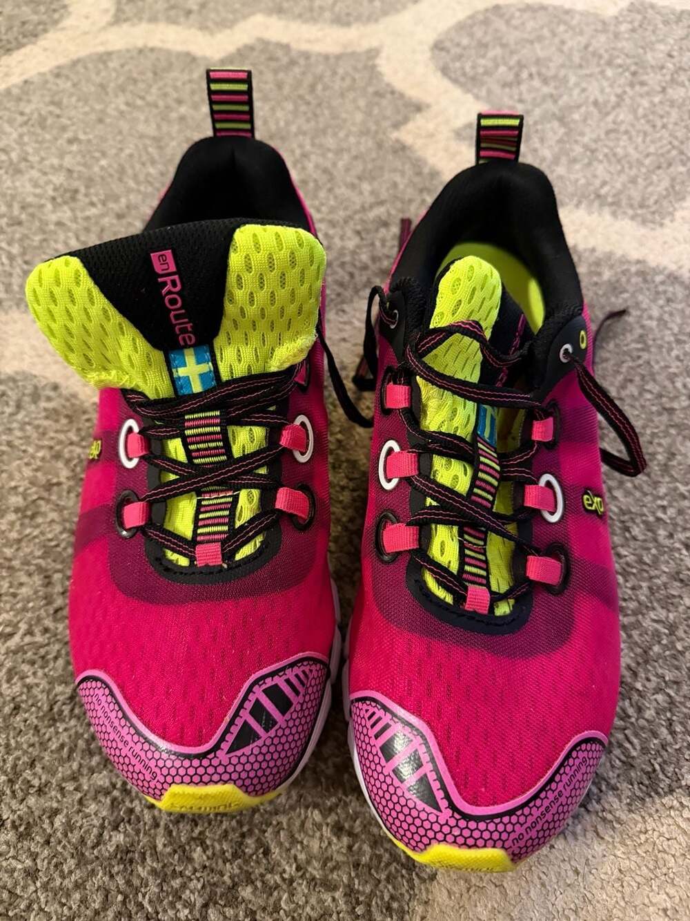 Salming enRoute Women's Running Shoes Diva Pink Fluorescent Yellow Size 9.5